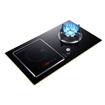 2 Quemadores de vidrio templado de gas de cocina quemadores plegables para instalación integrada en escritorio
