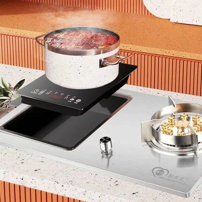 2 Quemadores de vidrio templado de gas de cocina quemadores plegables para instalación integrada en escritorio