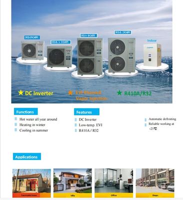Ahorro de energía 16KW 18KW 20KW 22KW Bombas de calor aire a agua con compresor de inversor
