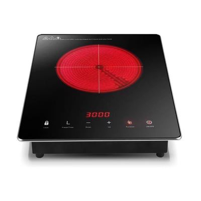 Cocina de inducción comercial de 220 V cuadrados 2000w con encendido cerámico piezoeléctrico