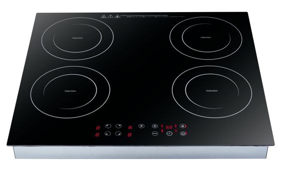 4 Quemador Cocina de inducción negra con extracción DIAMOND 60 Made in Italy Diseño