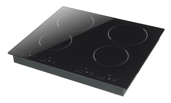 4 Quemador Cocina de inducción negra con extracción DIAMOND 60 Made in Italy Diseño