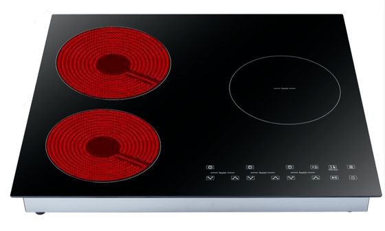 4 Quemador Cocina de inducción negra con extracción DIAMOND 60 Made in Italy Diseño