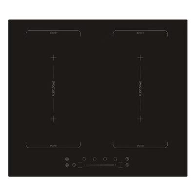 4 Quemador Cocina de inducción negra con extracción DIAMOND 60 Made in Italy Diseño