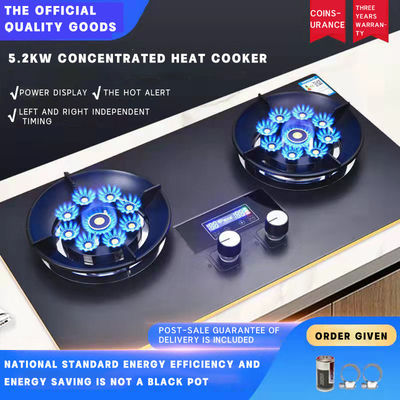 220v Cocina giratoria de gas Estofado con 2 quemadores Escritorio Tipo incrustado Cocina