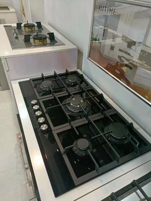 Superficie de vidrio templado Tipo de cocina eléctrica quemador de bobina radiante 5 quemadores estufa de gas