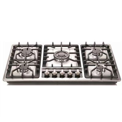 Aplicación de cocina Estufas de gas incorporadas con 5 quemadores y estuche de protección de vidrio templado