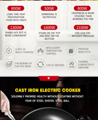 Cocina del hogar sartén eléctrico antiadherente con control de temperatura inteligente