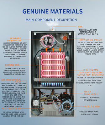 18/24/27 KW Certificado CE Combinador de caldera de gas montado en la pared para control inteligente en el hogar