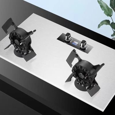 Aparato de cocina de cocina Tengao de metal borde de la mesa de la parte superior del botón del botón Gas natural / estufa de gas de doble quemador