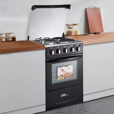 Fuego de acero inoxidable Furnotel 4 Fuego de gas de quemador con horno doble cocina
