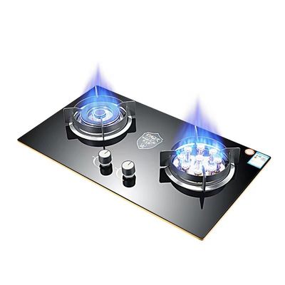 Moderno diseño 2 estufa de gas de quemador con ignición electrónica y cocina de vidrio templado