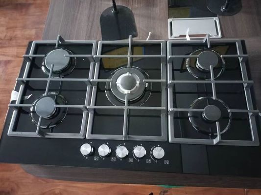 5 Cocina de gas de quemador con ignición automática y construida en estufa de gas de vidrio templado