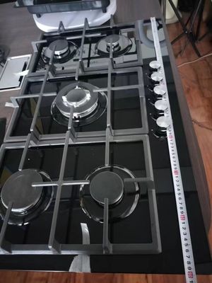 5 Cocina de gas de quemador con ignición automática y construida en estufa de gas de vidrio templado