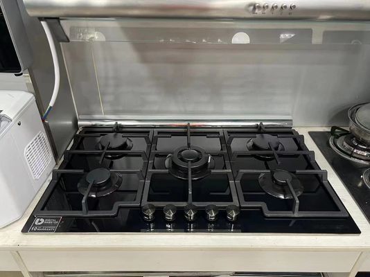 5 Cocina de gas de quemador con ignición automática y construida en estufa de gas de vidrio templado