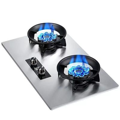 Estufas de gas de 2 quemadores con superficie de vidrio templado negro y potencia cerámica