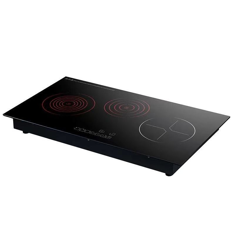 Placa caliente de escritorio múltiple IH 3 quemador eléctrico cerámico Smart BBQ Cocina eléctrica de inducción doble infrarroja