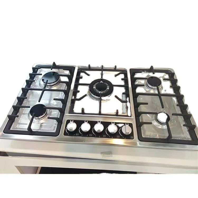 Aplicación de cocina Estufas de gas incorporadas con 5 quemadores y estuche de protección de vidrio templado