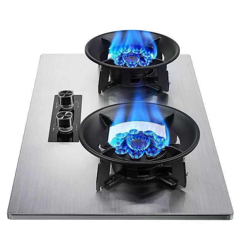 Aparato de cocina de cocina Tengao de metal borde de la mesa de la parte superior del botón del botón Gas natural / estufa de gas de doble quemador